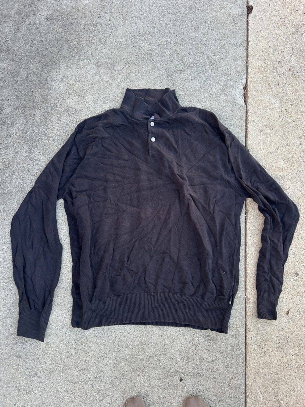 Calvin Klein Jeans Men's Black Turtleneck Quarter-Button Sweater